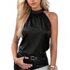 EMOTTOS Gilet da Donna, Gilet Casual in Raso Senza Spalline, Canotta Senza Maniche per Donne, Canottiera di Base Ruched Eleganti Tank Tops, Nero, S-L