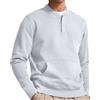 PODOLIXIA Felpa da uomo senza cappuccio, a maniche lunghe, con abbottonatura a 1/4, a maniche lunghe, primavera, autunno, tinta unita, per uomo streetwear