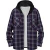QIXING Felpe con cappuccio da uomo in flanella a quadri, giacca camicia con cappuccio, invernale, foderata in pile, calda, a maniche lunghe, morbida, con bottoni, cappotto con cappuccio, Grigio rosso