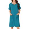 Ekouaer Accappatoio corto da donna con cerniera, leggero, con stampa floreale, con tasche, taglie S-3XL, Blu pavone, XX-Large