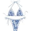 Happy Cherry Set bikini da donna, 2 pezzi, sexy, con motivo a conchiglia, a vita bassa, costume da bagno