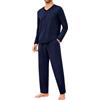 Marvmys Pigiama Uomo Maniche Lunghe Cotone con Tasche Morbidi Confortevoli