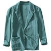 Duohropke Blazer da uomo, giacca da uomo, vestibilità normale, blazer, sportiva, in lino, con tre bottoni, tinta unita, leggera, per il tempo libero, per il lavoro, il matrimonio, 01 verde., XXL