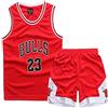 ISOVNUS Magliette Canotta e Pantaloncini da Basket Bambino 2 Pezzi - Completo Pallacanestro Ragazzo Senza Maniche per Bambini 3-4 Anni Rosso