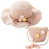 YANJIY 2 Pezzi Cappello da Sole per Ragazze e Borsa di Paglia,Visiera Cappello Bambina, Set Cappello e Borsa di Paglia, Protezione Solare, Accessori