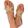 Generic Sandali da spiaggia da donna, sandali piatti da donna con stella marina, punta aperta, alla moda, slip-on, eleganti, comodi, bohémien, Oro, 38 EU