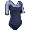 KRIECK Top da Danza Abbigliamento Body da Danza Classica for Adulti for Donne, in Rete, in Cotone e Spandex, for Ragazze, Neri, Body da Ginnastica con Maniche a 3/4, Body da Danza Classica