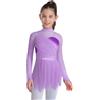inhzoy Ragazza Vestito da Balletto Ballo Lirico Contemporaneo Manica Lunga Abito da Pattinaggio Artistico con Strass Body Ginnastica Ritmica Costume Danza Samba Rumba Lanvanda 9-10 Anni