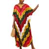 YOUKD Abito da donna lungo caftano, maxi bohémien, da spiaggia, copertura, Roomy, kimono, taglia unica, E arancione verde, Taglia unica