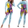 Qurtalun Costume natalizio da donna, per cosplay, con stampa 3D, a maniche lunghe, per Halloween, cosplay