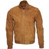 Infinity Uomo abbronzatura capra camoscio bomber giacca varsity, marrone, XS