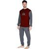 GIVOVA Pigiama Lungo Maschile in Caldo Cotone, Tuta Homewear Uomo da Casa, Vari Modelli (IT, Testo, L, Regular, Regular, GI587-Bordeaux/Grigio Scuro)