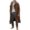 Generic Giacche invernali da uomo oversize monopetto con revers a lancia, giacca invernale al ginocchio, cappotto cammello grande