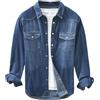 Foweknow Camicia da uomo in jeans, casual, a maniche lunghe, con risvolto, vestibilità regolare, camicia da lavoro, alla moda, casual, casual, con tasca, comoda giacca di jeans lavata, cappotto in