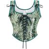 Foweknow Oktoberfest, corsetto da donna, stile medievale, vintage, corpetto, abito da sera, corpetto con lacci, verde, M