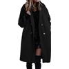 Generisch Cappotto lungo da donna invernale, elegante, in lana, casual, trench con revers dentellato, lunghezza media, mantello da pisello, tinta unita, cappotto da donna, giacca autunnale, mantello da donna, O