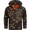 Geographical Norway Techno Men Distribrands - Giacca Softshell Zip Impermeabile Da Uomo - Cappuccio Traspirante - Giacca Tattico Antivento Calda Invernale (CAMO Kaki/Arancione S)