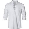 LVCBL Camicia medievale da uomo in lino, stile retrò, stile vichingo, con lacci, M-3XL