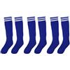 JYC CREATIVE Calze al ginocchio, calze a righe per uomo donna bambini, calze scuola e calcio, costumi, colori bianco, nero, blu, verde, rosso,, Blu navy, 36-39