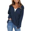 Generic Giacca da Donna in Tinta Unita con Coulisse in Tinta Unita Autunno e Inverno Giacca Casual con Cerniera Maglie Donna Taglie Forti Cotone Felpa da con Zip