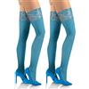 sesto senso 2 paia Calze Autoreggenti Opache Microfibra 40 den Coprenti Donna Scuro XS/S 34-36 Petrol