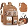 Generico Zaino Capibara Bambino, Zaino Capybara, Set di Zaini Scolastici Capibara con Simpatici Cartoni Animati e Grande Capacità, con Astuccio e Borsa per il Pranzo (Brown)