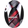 Barry.Wang - Set da uomo, con cravatta a righe a quadri in seta, pochette quadrata, fermacravatta, gemelli, clip per cravatta, set di 4 pezzi, stile classico, per lavoro e matrimonio, rosso, bianco