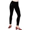 GLADYS - Leggings Eleganti Termici con Orsetto Interno e Tasche Finte - A Vita Media, Leggings Pesanti Invernali - Nero, L/XL