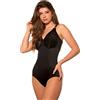 Istintiva Rossella - Body Contenitivo Modellante Donna | Effetto Snellente Pancia Piatta | Coppe morbide in Pizzo Senza Ferretto Leggermente Imbottite | Spalline Regolabili | Nero, Taglia 4C