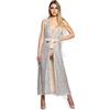 BSSTORE Gilet Abito Lungo Estivo Donna Cardigan Giro Maniche, Double-Face con Paillettes | Chiusura con Laccio | per Estate, Aperitivo, Piscina, Feste in Spiaggia, Vacanze (Bianco Panna)