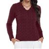 IWOLLENCE Maglione da donna a maglia grossa, con scollo a V, elegante maglione invernale a maniche lunghe, maglione morbido da donna, bordeaux, XL
