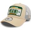 New Era Miami Berretto da Camionista Toppa per Targa Sunshine State Cappellino Visiera Curva Maglia Snapback Beige