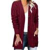 Generico Cardigan Lungo Donna Invernale Autunno Cardigan Lavorato a Maglia Comodo Caldo Giacca In Maglia Elegante Lana Curvy Maglione Aperta Davanti Traforato Taglie Forti Golfino Sciolto Manica Lunga
