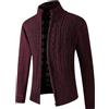 Generic Maglioni da uomo in lana di cachemire con cerniera cardigan maglioni collo alto maglieria casual con 2 tasche frontali, Rosso, M