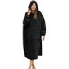 ililmmoe Sherpa - Coperta indossabile con cappuccio, oversize, con maniche lunghe e tasca, colore: nero, taglia unica