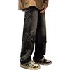 Gefomuofe Jeans da uomo baggy hip hop, cargo con gamba larga, jeans da ragazzo, stile Y2k, anni '90, primavera, nuovi jeans vintage, lavaggio vecchio, pantaloni da lavoro, streetwear, pantaloni da