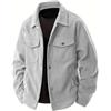 PADOLA Giacca Uomo in Velluto a Coste Giacca a Vento con Bottoni Morbida Modello Classico senza Cappuccio con 4 Tasche per Primavera Autunno (XL,Grigio)