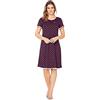e.Femme® Donna Camicia da Notte Marion 308, Manica Corta, 50% Cotone e 50% Modal
