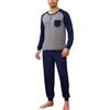 Aseniza Pigiama Uomo Invernale Cotone Confortevole Maniche Lunghe Caldo Morbido Loungewear Lungo Elegante Grigio XXL