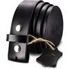 HJONES Cintura di ricambio da uomo senza fibbia cintura cinghie, cintura in pelle da uomo con fibbia argento Snap On cintura senza fibbia 1 1/2 pollici di larghezza, Nero, 38/110cm/Taille Geeignet