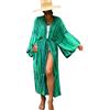 YOUKD Maxi Kimono Vestito Boho Cardigan Abiti Beach Cover-up Bikini Accappatoi, E verde., Taglia unica