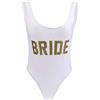 Zalati Donna One Piece Costume da Bagno Sposa Lettera Stampa Alto Taglio Bikini - Bianco, Taglia S, Bride