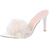 Vhersily 2024 Sandali da Donna con Tacco Alto in Piuma Pantofola Pelliccia Sexy Punta Aperta Medio Comode Eleganti Fluffy A Ciabatte Cutie Spillo A