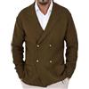 Duohropke Cardigan da uomo slim risvolto plus size elegante maglione risvolto doppio petto cardigan primavera autunno casual blazer classico giacca, marrone, XL