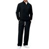 Maskjuwio Tuta sportiva da uomo, classica, in pile, per il tempo libero, con mezza zip, con tasca e coulisse, da jogging, da jogging, da fitness, da jogging