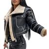 EGSDMNVSQ Giacca Invernale Donna In Lana D'Agnello Giacca Motociclista Risvolto In Cotone Finta Pelle Scamosciata Calda Cerniera Capispalla Autunno Inverno Manica Lunga Cappotto Allentato