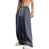 PADOLA Pantalone della Tuta Uomo Largo Y2K Streetwear Vita Elasticizzata con Cordino Tasche Laterali Pantalone Casual Baggy per Sport e Tempo Libero(L,Grigio Scuro)