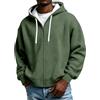 generic Felpa con cappuccio da uomo leggera a tinta unita con zip intera, taglie grandi e alte con tasche, felpa con cappuccio da uomo con zip intera, Verde scuro, 4XL