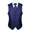 HISDERN Set di gilet e cravatta jacquard floreali classici da uomo in paisley floreale e tasca quadrata