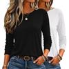 Zeagoo Maglietta Donna Manica Lunga Basic Girocollo Maglia Autunno Inverno | Maglietta intima morbide, per tutti i Giorni, Ufficio, Tempo libero, Confezione da 1 o 2 pezzi